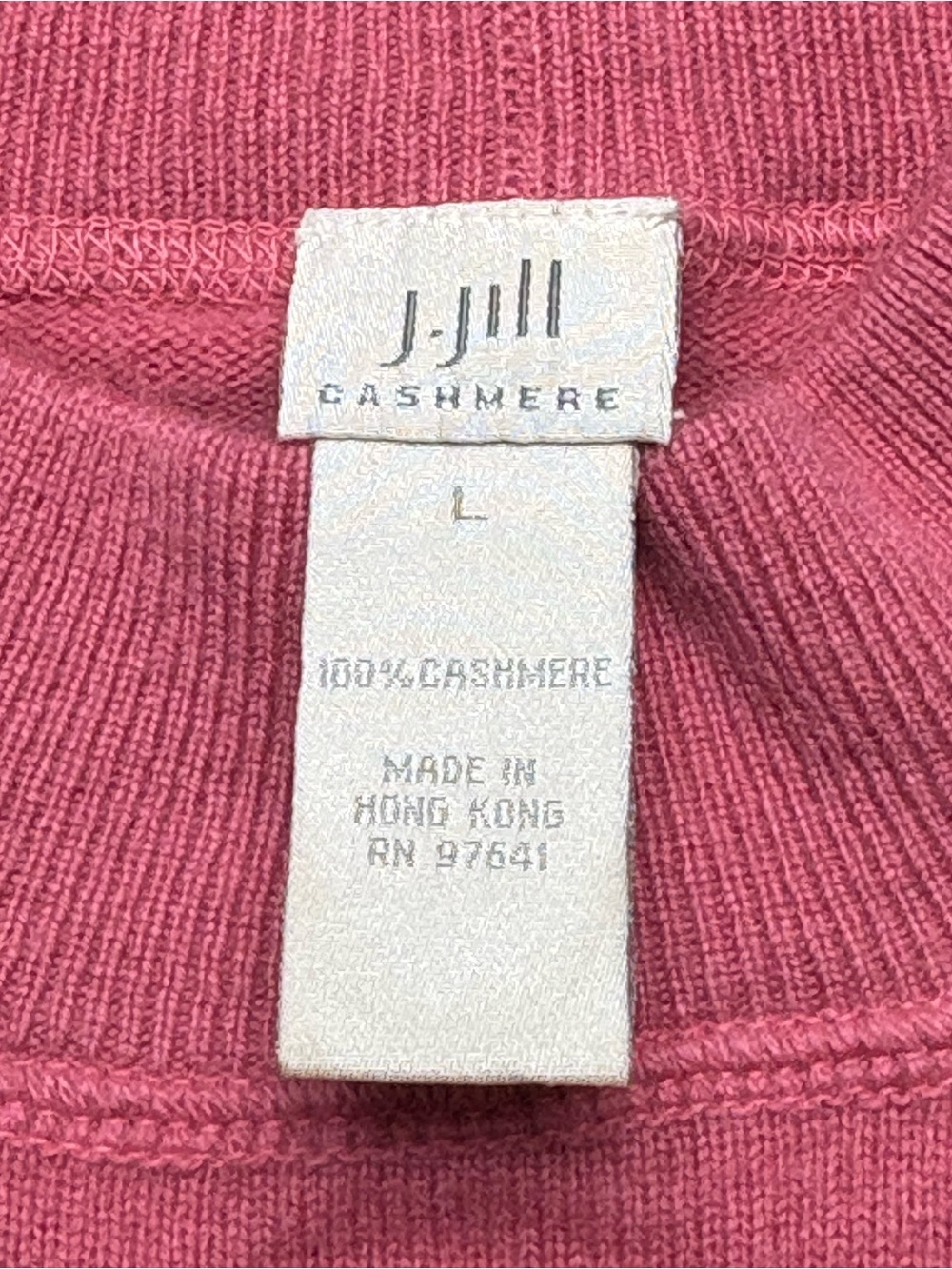 J Jill 100% Cashmere Tunic Sweater Coral Pink Mock Neck Pockets Size Large - Picture 7 of 8
